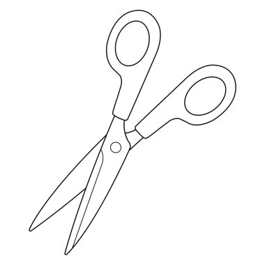 Beyaz arka planda bir makas. Vektör siyah ve beyaz renk sayfası