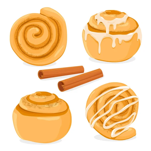 Des Rouleaux Cannelle Produits Boulangerie Illustration Vectorielle — Image vectorielle