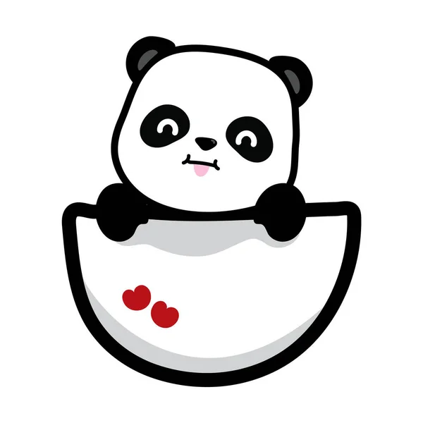 Mignon Personnage Panda Rester Dans Poche Visage Souriant Dessin Animé — Photo