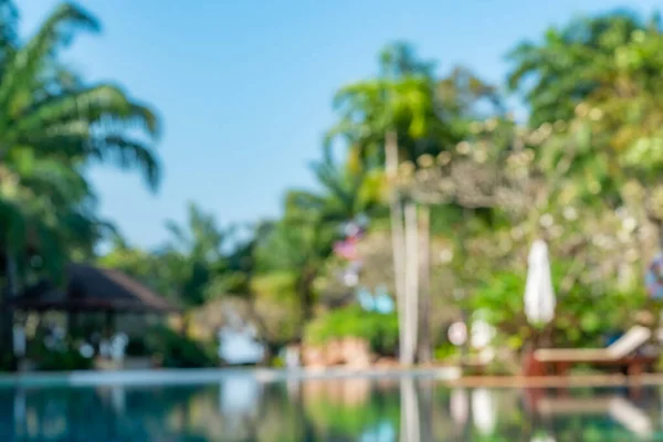 Fondo Borroso Complejo Tailandia Piscina Bajo Luz Del Sol Cocoteros — Foto de Stock