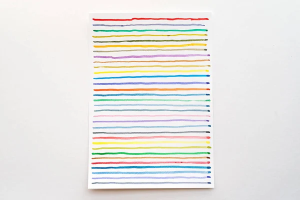 Abstrakte Aquarelllinien Muster Hintergrund Bunte Aquarell Pinselstriche Auf Weißem Papier — Stockfoto