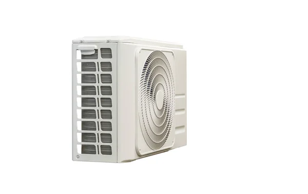 Condensoreenheid Van Airconditioningsystemen Geïsoleerd Wit Met Knippad Aan Wand Geïnstalleerde — Stockfoto