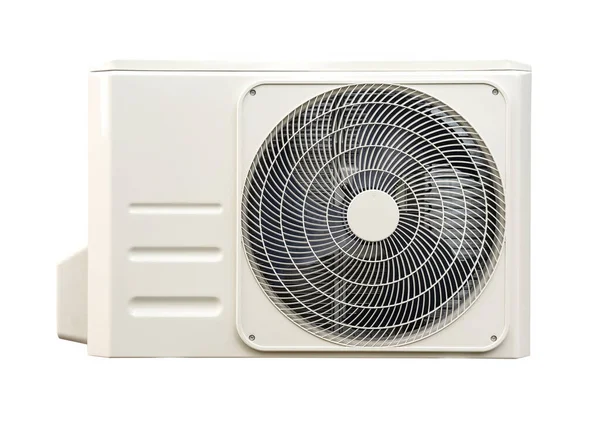 Kondensoraggregat Luftkonditioneringssystem Isolerade Vitt Med Klippbana Kondensoraggregat Installerat Väggen — Stockfoto