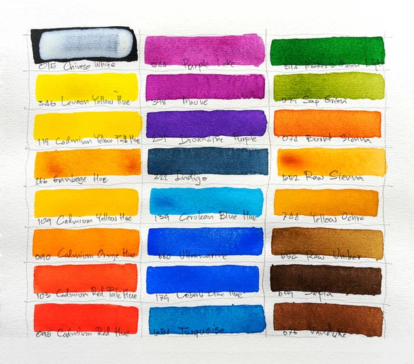 Färgglada Akvarell Pensel Stroke Bakgrund Isolerad Vitt Uppsättning Akvarell Borste — Stockfoto