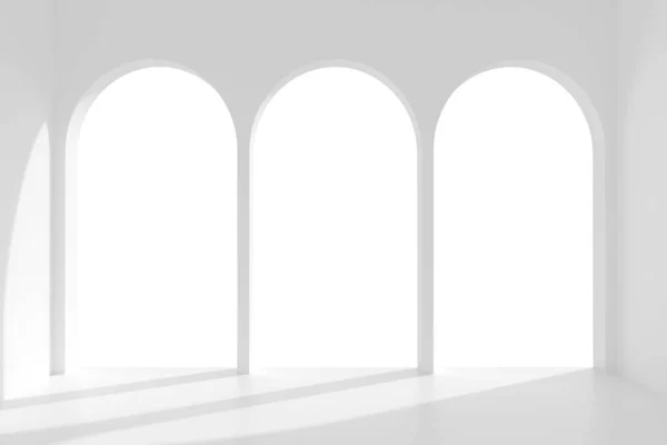 Arquitectura Blanca Pasillo Arco Pasillo Con Sombra Suave Ilustración —  Fotos de Stock