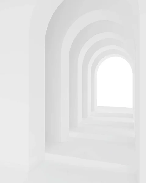 Arquitectura Blanca Arco Pasillo Espacio Corredor Curva Arco Abstracto Ilustración —  Fotos de Stock