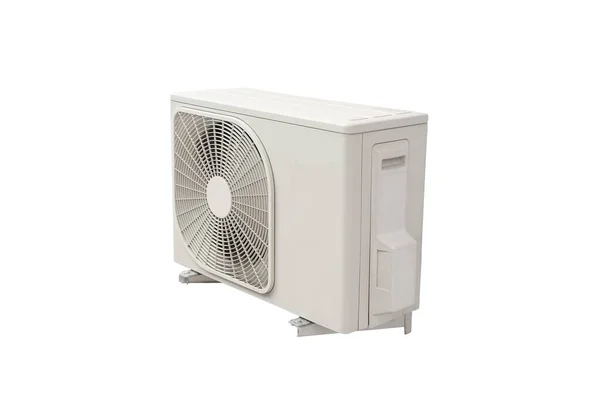 空调系统的冷凝器 安装在墙上的冷凝器 在白色背景上与剪切路径隔离 — 图库照片