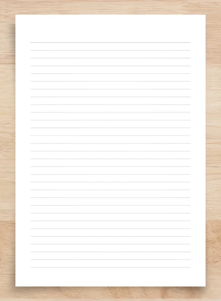 White Paper Sheet Isolated Wood Background Clipping Path Close — Foto Stock