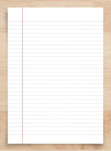 White Paper Sheet Wood Clipping Path White Notebook Paper Line — Stockfoto