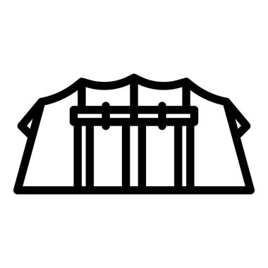 Çadır ikonu. Kamp çadırı ve muşamba. Satır biçimi simgesinde vektör illüstrasyonu.