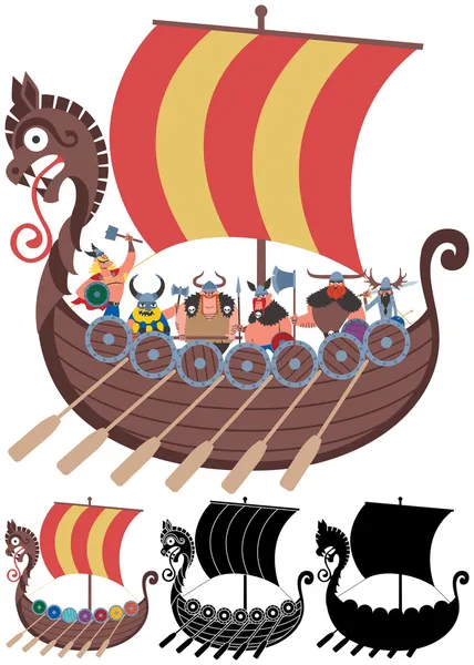 Navire viking sur blanc — Image vectorielle