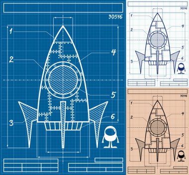 Roket blueprint karikatür