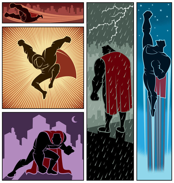 Banners de superhéroe 3 — Vector de stock