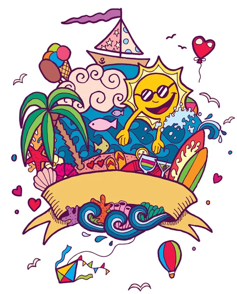 Doodle de verano — Vector de stock