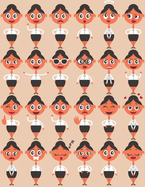 Emociones de carácter femenino — Vector de stock