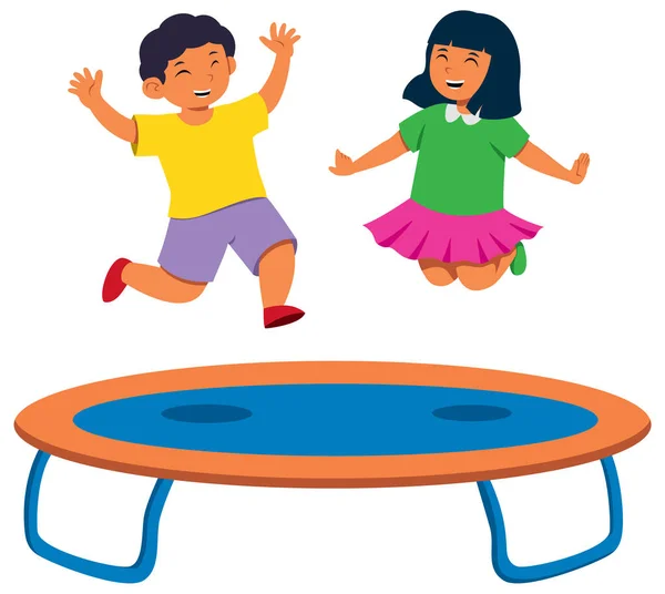 Jumping on Trampoline — Stock Vector