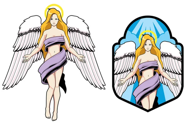 Angel Mascote Feminino —  Vetores de Stock