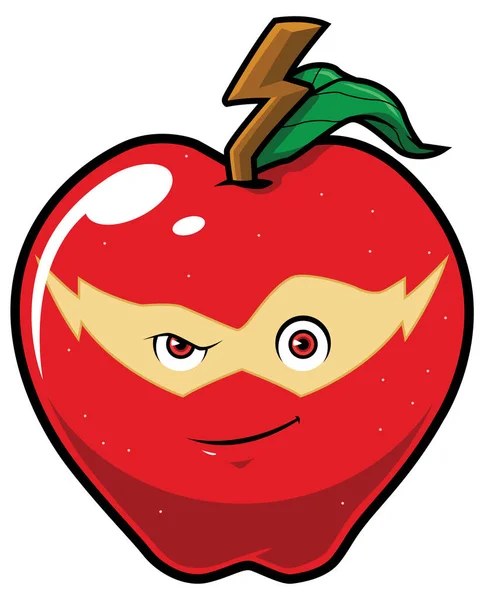 Apple Superhero Mascot — Stok Vektör
