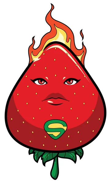 Strawberry Superhero Mascot — Vector de stock