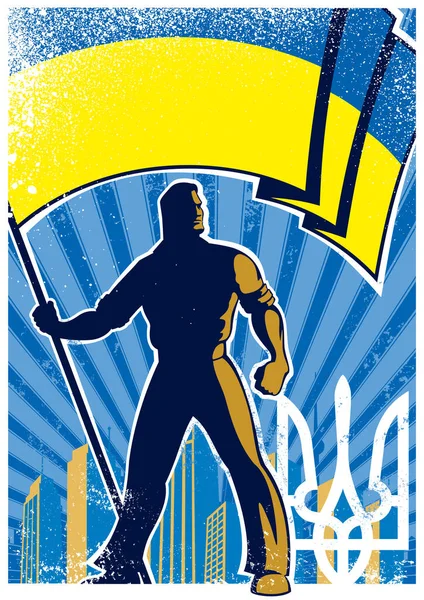 Ukraine Flag Bearer Poster — Stockvector