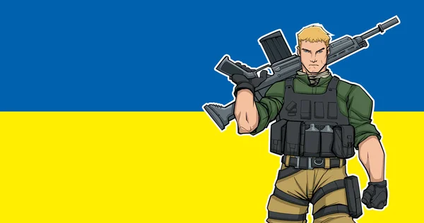 Ukrainian Soldier Background 2 — Stock Vector
