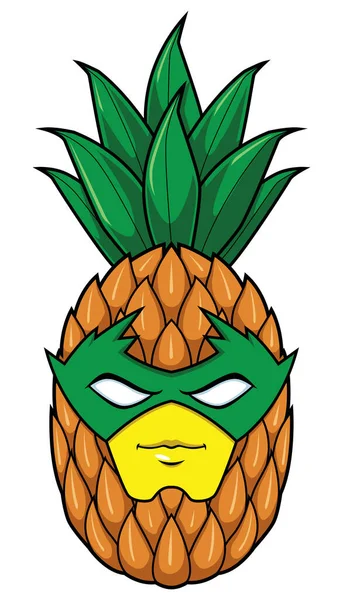 Maskot Ilustrace Ananasem Superhrdina Izolované Bílém Pozadí — Stockový vektor