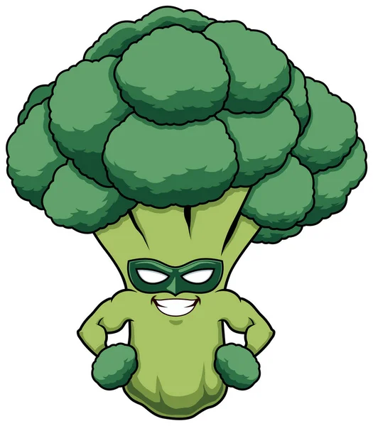 Mascot Illustration Broccoli Superhero Isolated White Background — Image vectorielle