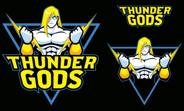 Mascot Illustration Emblem God Thunder — Archivo Imágenes Vectoriales