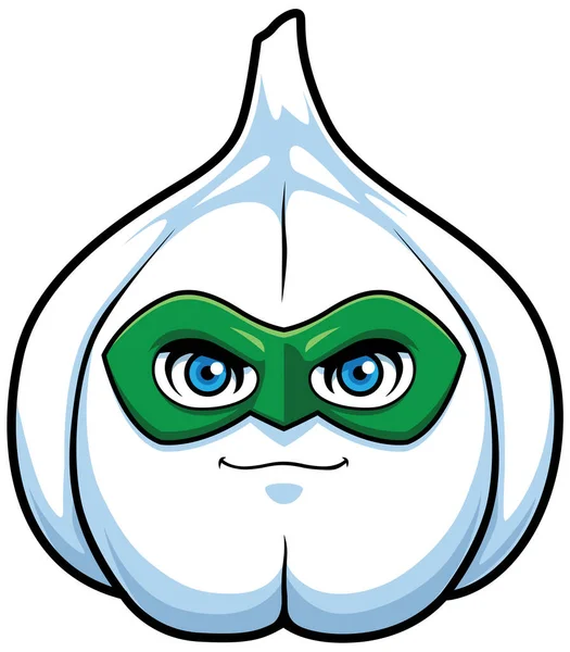 Mascot Illustration Garlic Superhero Isolated White Background — ストックベクタ
