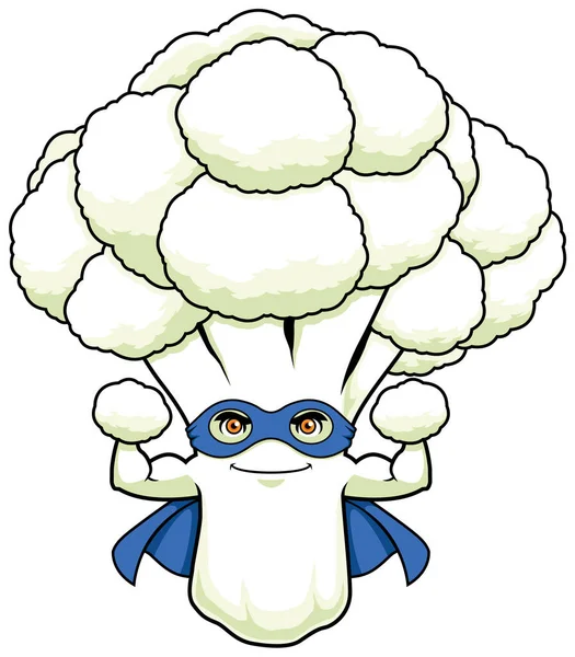 Mascot Illustration Cauliflower Superhero Isolated White Background — Archivo Imágenes Vectoriales