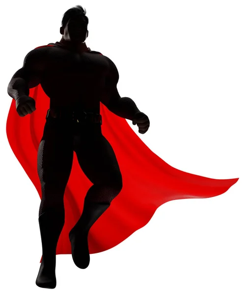 Full Length Render Strong Brave Cartoon Superhero Wearing Cape While — Stockfoto