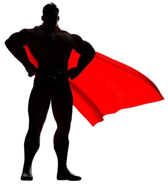 Визуализация Мощного Супергероя Стоящего Высоко Улыбаясь Белом Фоне — стоковое фото