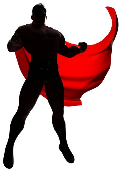 Full Length Render Strong Cartoon Superhero Wearing Cape While Flying — Foto de Stock