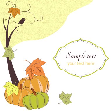 sonbahar retro arka plan ağaç, kabaklar