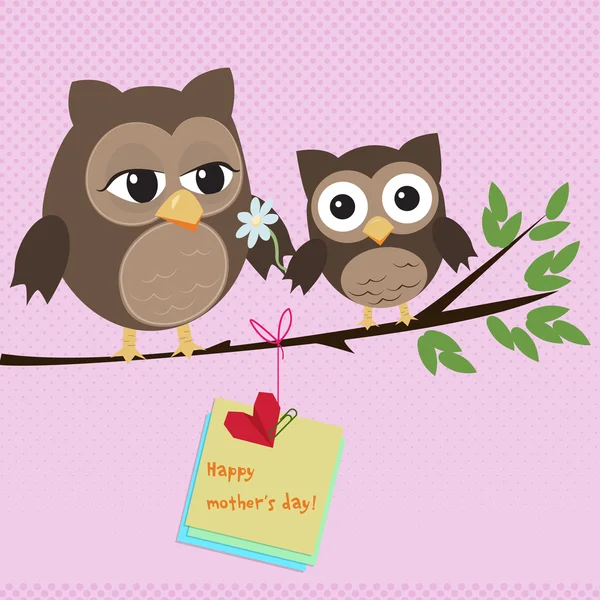 Mother's day owl — Stock Vector
