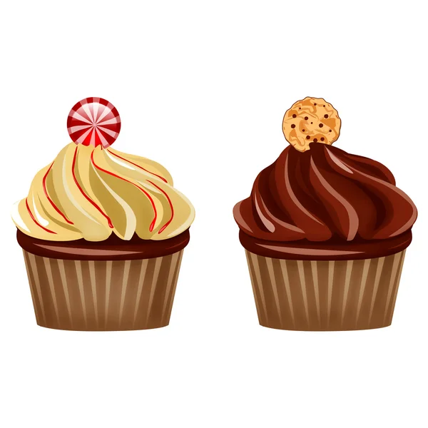 Deliciosos cupcakes de dulces y galletas — Foto de Stock