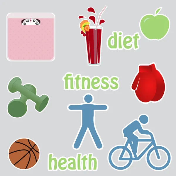 Healthy living stikers — Stock Vector