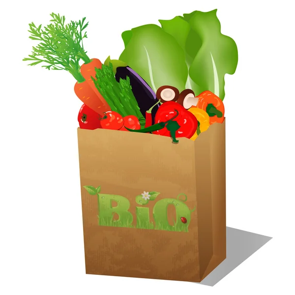 Shopping paper bag with veggies — Stock Photo, Image