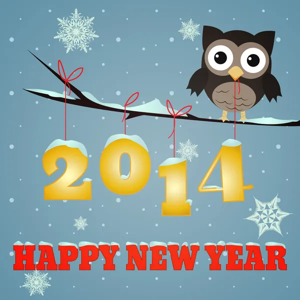 Owl Happy new year 2014 — Stock Photo, Image