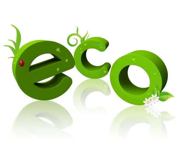 Texto 3D "eco" com reflexão — Fotografia de Stock