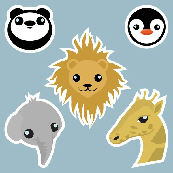 Schattig wilde dieren stickers — Stockvector