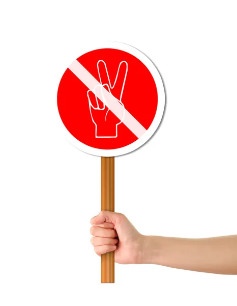 Hand holding no peace red sign — Stock Photo, Image