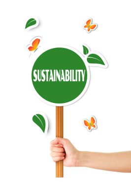 Yeşil Eko işaret tutan el