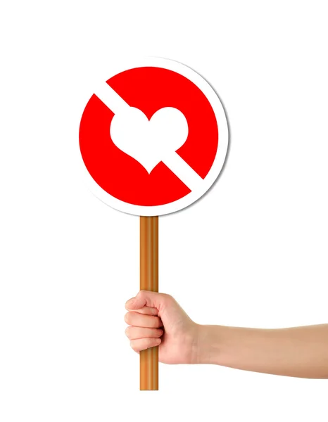 Hand holding red alert sign — Stock Photo, Image