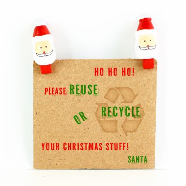 sonra Noel kartı ile üzerine beyaz izole santa ile çevre haber