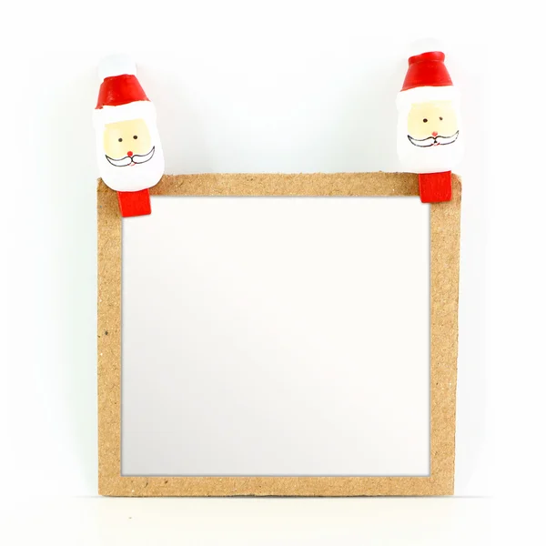 Cartão de Natal em branco com Papai Noel isolado em branco — Fotografia de Stock