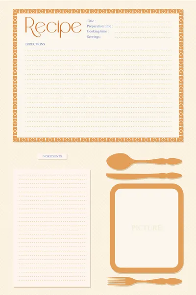 Vector retro recipe card layout — Stock Vector