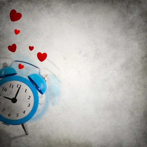 Vignetta sfondo con amore squillo orologio giocare nascondere e cercare — Foto Stock