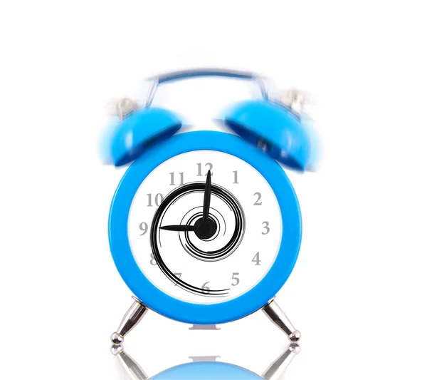 Classic alarm clock ringing with swirl inside isolated — Stock Photo, Image