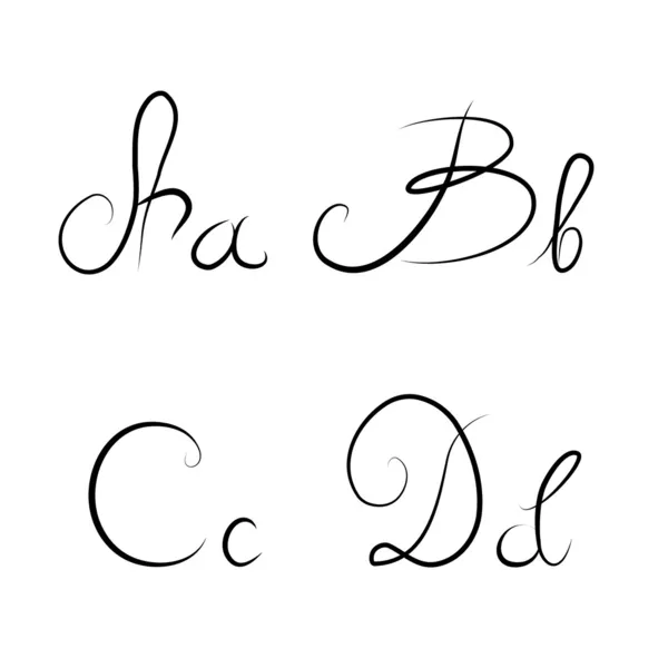 Letras caligráficas dibujadas a mano A, B, C, D aisladas —  Fotos de Stock